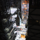 A crane transporting Orion to the SLS rocket.